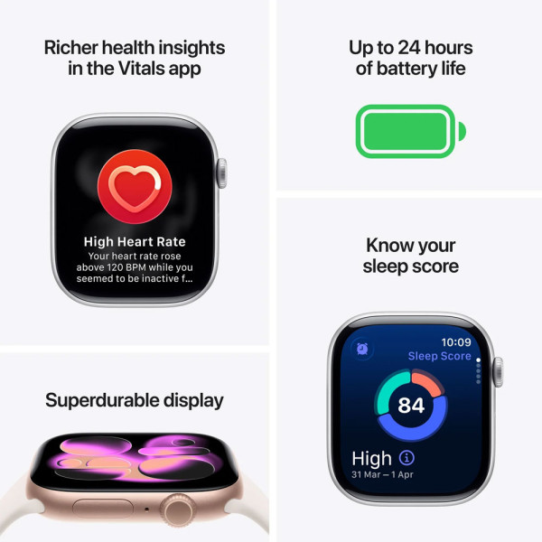 Apple Watch Series 11 GPS 46mm Rose Gold Aluminium Case with Light Blush Sport Band - M/L